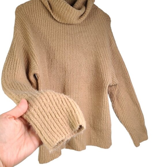 Forever21 Camel Brown Slouchy Ribbed Knit Chunky Oversized Sweater - Picture 4 of 7